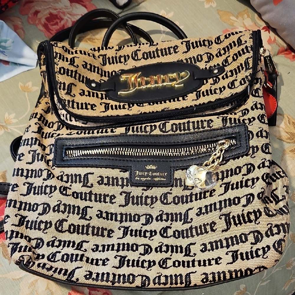 Juicy Couture Tan and Black Logo Backpack